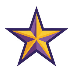Purple and gold star isolated on white background for graphic design