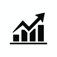 Bar chart with upward trending arrow showing growth
