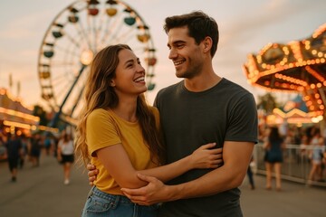 Couple enjoying carnival evening.