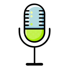 Retro microphone vector icon isolated on white background, perfect for podcasting and recording audio content