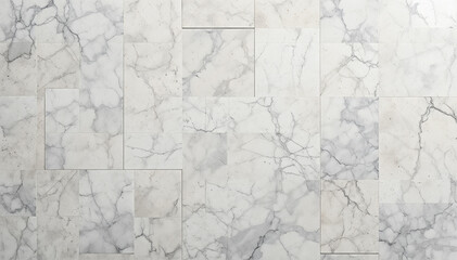 White marble stone tile mosaic background with light grey veins.