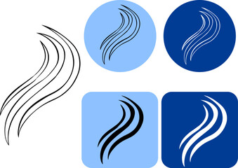 Wavy Strand Salon logotype.. Vector graphic line ink illustration. Design Element for Hairdressers, Beauty Salons, Hair Care Cosmetics, Shampoo or Conditioner Packaging