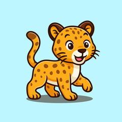 Obraz premium cute cartoon jaguar walking