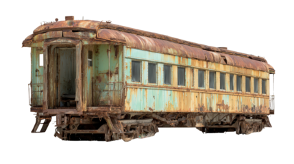 Abandoned Train Car in the Desert background isolated on a Transparent background, PNG file.