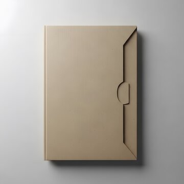 Minimalist beige book or folder with a modern cardboard slipcase mockup