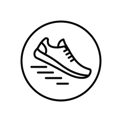 Running shoe icon with motion lines