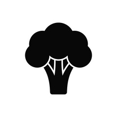 Simple black silhouette of a broccoli head