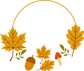 Autumn frame with warm leaves