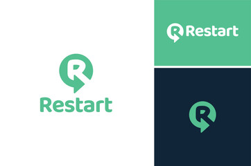 Circular Arrow Initial Letter R for Recycle Rotation Revolve Restart Restore Return Spinning Logo Design