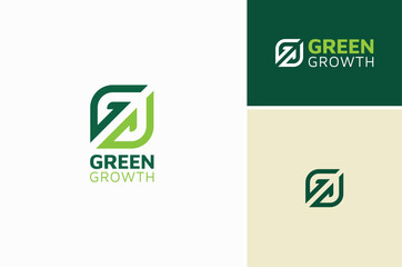 Initial Letter G or GG Monogram with arrow path for Green Growth logo design