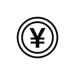 Obraz premium Simple black and white icon of the japanese yen symbol