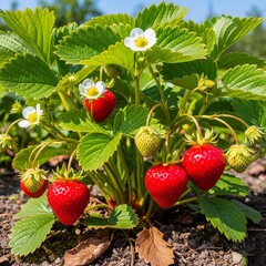strawberry plants in the garden