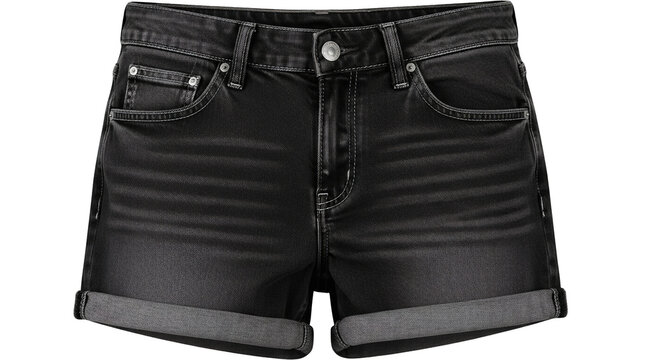 Black denim shorts apparel fashion isolated PNG with Transparent Background