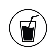 Simple icon of a glass with a straw and drink
