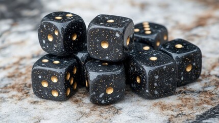 "A close-up of black and grey dice showcasing sharp contrast and minimalist design."