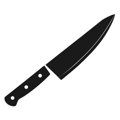 Black silhouette of a chef s knife isolated on white background silhouette