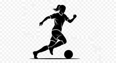 Fototapeta premium Intense Professional Female Soccer Player Executing Powerful Play