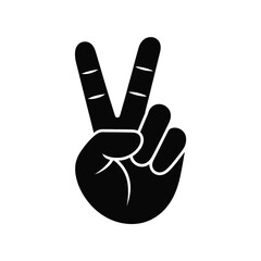 Black silhouette of a hand making the peace sign
