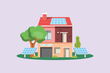 Sustainability Home Concept. Colored flat vector illustration isolated