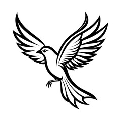 Obraz premium Stylized black bird silhouette in flight isolated on white background