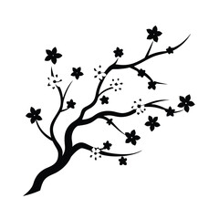 Japanese Sakura Blossom Pattern with Flowing Branches and Animal Illustration