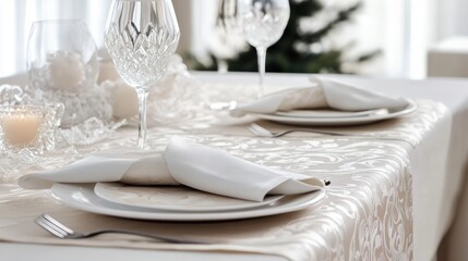 Elegant Christmas dinner table setting