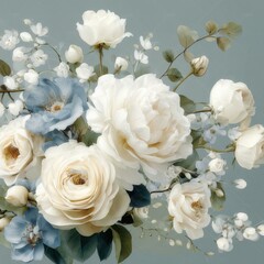 Obraz premium Elegant White and Blue Floral Bouquet Arrangement