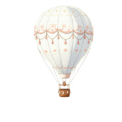 Obraz premium Elegant watercolor hot air balloon with decorative accents isolated PNG with Transparent Background