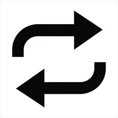 Vector art of two black arrows indicating a bidirectional cycle or exchange, isolated on white background