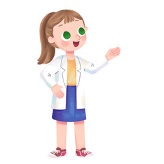 doctor teacher professor tutor scientist lab coat character explaining