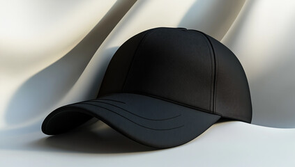 Black baseball cap mockup on white background