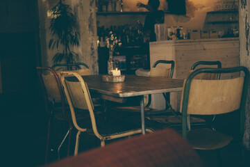 Interior of rustic coffee shop in scandinavia 