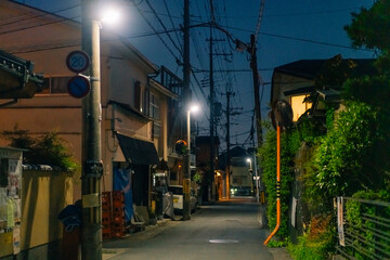 kyoto, japan - 2 july 2025 night view of a quiet street