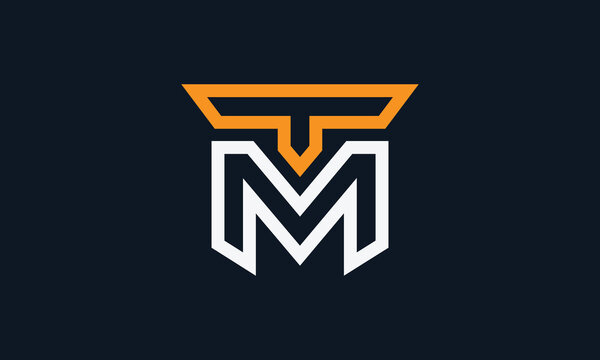 TM or MT outline monogram logo design