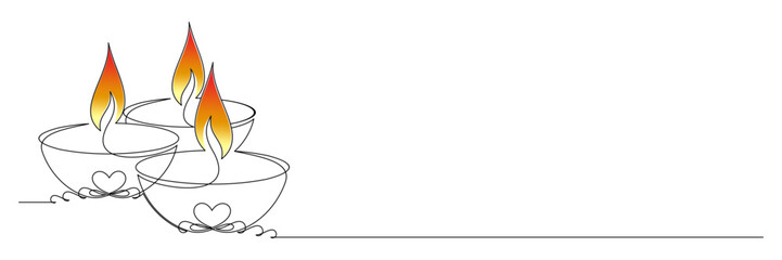 Obraz premium Diwali candles with continuous line drawing for Diwali festival decoration 5