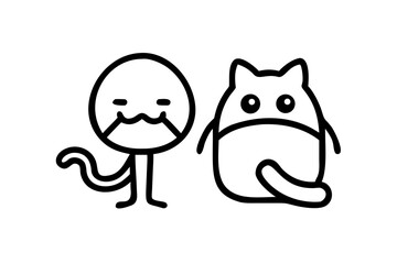 Obraz premium Whimsical Silhouette of a Cat Wearing a Crown and Holding a Wand cat silhouette fantasy