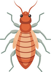 Detailed illustration of a small orange insect with wings