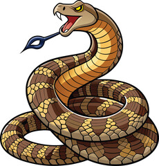 Fototapeta premium Aggressive rattlesnake ready to strike with forked tongue