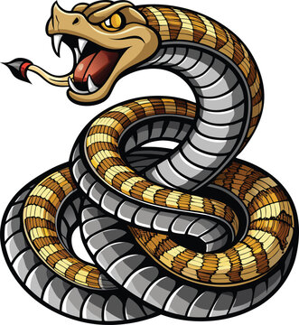 coiled snake cartoon with open mouth clip art preview