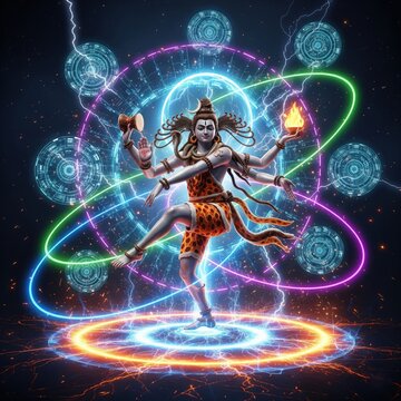 nataraja wallpaper, shiva dance hd, neon shiva nataraja, shivratri nataraja image, shiv ji glowing rings, mahadev wallpaper for pc, shiva digital art, nataraja 4k image, shiv bhagwan wallpaper