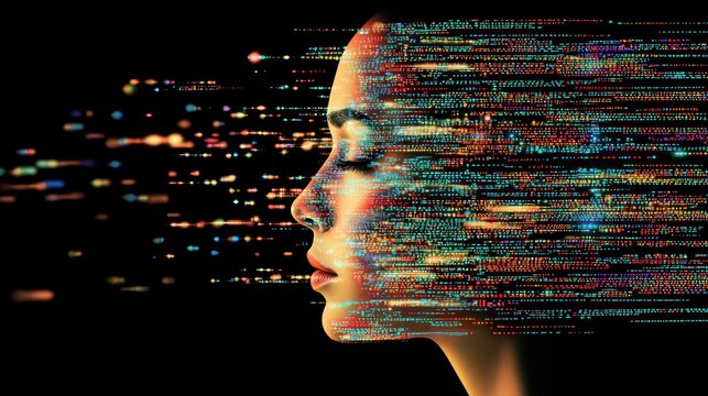 A human face merging with digital code, representing AI integration.