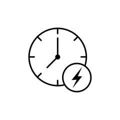 Simple clock face, clockface or watch face with hands line art icon for apps and websites.