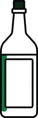 Simple Illustration of a Glass Bottle with a Green Liquid and a Dark Cap, Suitable for Various Designs and...