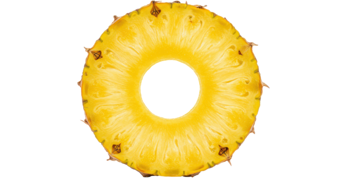 Pineapple slice with distinctive ring pattern isolated PNG with Transparent Background