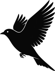 Flying bird silhouette, wide wings, claw details, forward motion, nature vector shape, elegant flight, cad drawing flat vector illustration