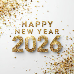 Happy new year 2026 gold glitter festive celebration background