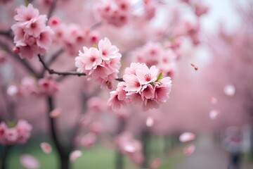 Fototapeta premium Stunning cherry blossoms in full bloom create a romantic and serene spring backdrop, dreamy floral design