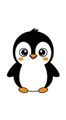 Fototapeta premium Cute cartoon penguin isolated on white background illustration for kids