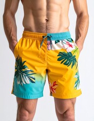 Vibrant Swim Trunks Close-Up for Fashion Mockup

