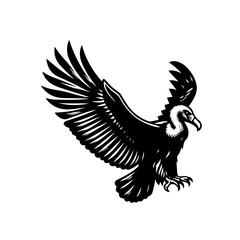 Obraz premium Black Silhouette of a Vulture in Flight.